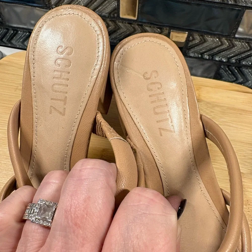 SCHUTZ Women's Tan Triple Strap Sandals